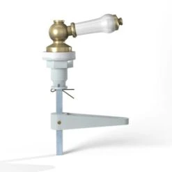 ENKI, Z23, Antique Bronze, Toilet Flush Handle, Traditional Lever Design, Toilet Handle Replacement, Solid Brass & White Ceramic, Easy To Install, Fixings Included, 1-Year Guarantee