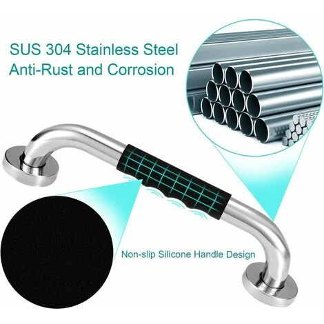 Stainless Steel Bathroom Grab Bar, Bath Grab Shower Safety Handle Handrails,Safety Grab Bars Balance Grab Bar In Chrome For Bathroom Bathtub Shower Toilet Kitchen Bedroom, Silver 7 Stainless Steel Bathroom Grab Bar, Bath Grab Shower Safety Handle Handrails,Safety Grab Bars Balance Grab Bar In Chrome For Bathroom Bathtub Shower Toilet Kitchen Bedroom, Silver - Image 5