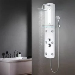 Shower Panel Unit 25x43x120 Cm Silver VidaXL -Bathroom Supplies Store 10099924 2