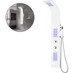 Shower Panel Unit Aluminium 20x44x130 Cm White VidaXL