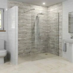 Diamond Modern 1400mm Walk In Wet Room Shower Screen Panel Easy Clean 8mm Safety Glass -Bathroom Supplies Store 11099789 2