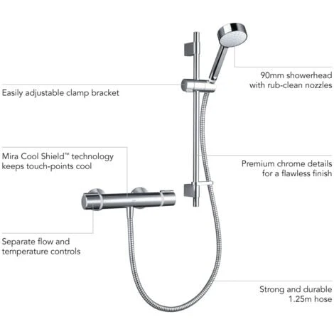 Mira Relate EV Mixer Shower Thermostatic 90mm Head Chrome Modern 2.1878.001 4 Mira Relate EV Mixer Shower Thermostatic 90mm Head Chrome Modern 2.1878.001 - Image 2
