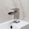 Modern Cloakroom Mono Basin Sink Mixer Tap Brass Waterfall Spout Square Chrome -Bathroom Supplies Store 11482195 1