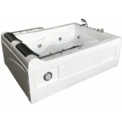SIMBA WHIRLPOOL BATH TUB CHROMOTHERAPY 175 X 132cm White MIMI -Bathroom Supplies Store 12082386 2