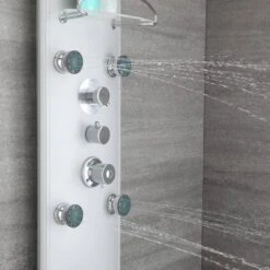 Milano Baya - Modern Exposed Thermostatic Shower Tower Panel With Rainfall Shower Head&44 Hand Shower Handset And Body Jets - Chrome -Bathroom Supplies Store 1302741 4