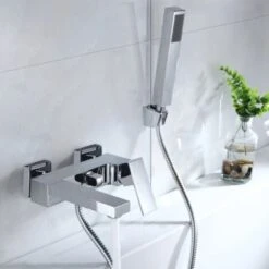 Brayton Modern Wall Mounted Bath Shower Mixer Tap With Handset Kit