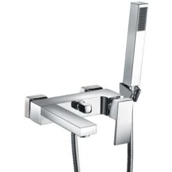 Brayton Modern Wall Mounted Bath Shower Mixer Tap With Handset Kit -Bathroom Supplies Store 13068748 4