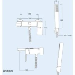 Brayton Modern Wall Mounted Bath Shower Mixer Tap With Handset Kit -Bathroom Supplies Store 13068748 5