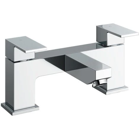 Aldo Contemporary Square Chrome Bridge Deck Mounted Bath Filler Tap 4 Aldo Contemporary Square Chrome Bridge Deck Mounted Bath Filler Tap - Image 2
