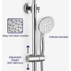 Rosa Round Thermostatic Dual Control Riser Slider Shower Handset & Easy Fittings -Bathroom Supplies Store 13069026 2