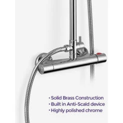 Rosa Round Thermostatic Dual Control Riser Slider Shower Handset & Easy Fittings -Bathroom Supplies Store 13069026 3