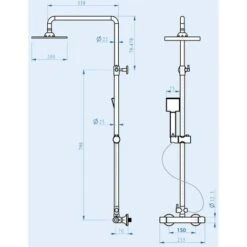 Rosa Dual Control Square Slim Head Thermostatic Shower Mixer & Easy Fitting Kit -Bathroom Supplies Store 13069165 3