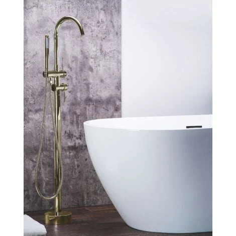 Modern Freestanding Tub Bath Faucet Mixer Tap Brass Gloss Gold Tugela 4 Modern Freestanding Tub Bath Faucet Mixer Tap Brass Gloss Gold Tugela - Image 2