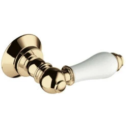 Bristan White & Gold Extended Traditional Cistern Lever With White Components - W-CL6-G-WHT