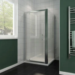 ELEGANT Pivot Hinge Shower Enclosure 700 X 700 Mm Reversible Safety Glass Shower Screen Cubicle With Side Panel