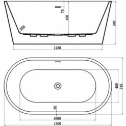 Luxury Evettes Modern Freestanding Bath 1500mm Acrylic Built In Waste White 10 Luxury Evettes Modern Freestanding Bath 1500mm Acrylic Built In Waste White -Bathroom Supplies Store 13701960 4
