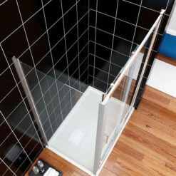 ELEGANT 1000 X 800 Mm Sliding Shower Enclosure 6mm Safety Glass Reversible Bathroom Cubicle Screen Door With Side Panel -Bathroom Supplies Store 13720467 3