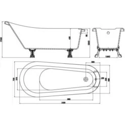 Traditional Buxton Freestanding Bath Single Ended Dragon Feet 1550 Acrylic White -Bathroom Supplies Store 13816723 5