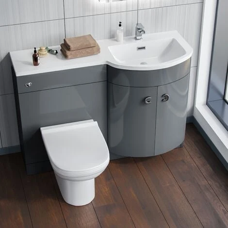 Dene RH 1100mm Vanity Basin Unit & Elso Back To Wall Toilet Grey 4 Dene RH 1100mm Vanity Basin Unit & Elso Back To Wall Toilet Grey - Image 2