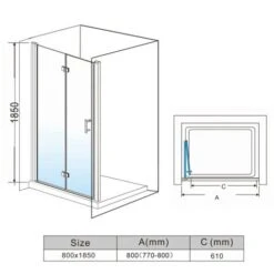 ELEGANT Frameless Bifold Shower Door 800mm Reversible Folding Shower Door -Bathroom Supplies Store 14285456 5