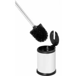 Aero Freestanding Stainless Steel Toilet Brush & Holder, White Finish