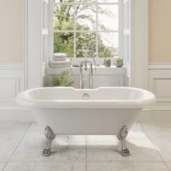 Traditional 1500 Freestanding Bath Double Ended Roll Top Legs Included White