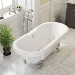 Traditional 1500 Freestanding Bath Double Ended Roll Top Legs Included White -Bathroom Supplies Store 14914413 3