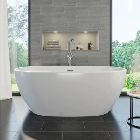 Freestanding Bath 1500 Waste Overflow White Acrylic Double Ended Luxury Modern 3 Freestanding Bath 1500 Waste Overflow White Acrylic Double Ended Luxury Modern
