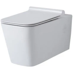 Milano Elswick - White Ceramic Modern Bathroom Wall Hung Toilet WC And Soft Close Seat