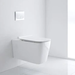 Milano Elswick - White Ceramic Modern Bathroom Wall Hung Toilet WC And Soft Close Seat -Bathroom Supplies Store 15473623 3