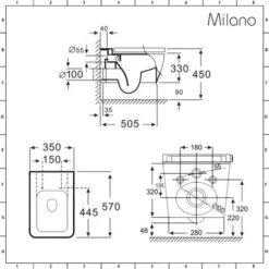 Milano Elswick - White Ceramic Modern Bathroom Wall Hung Toilet WC And Soft Close Seat -Bathroom Supplies Store 15473623 5