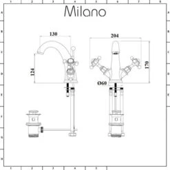 Milano Elizabeth - Traditional Mono Basin Mixer Tap - Brushed Gold (Crosshead Handles) -Bathroom Supplies Store 15474759 5