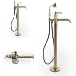 Milano Elizabeth - Traditional Freestanding Bath Shower Mono Mixer Tap With Lever Handle - Brushed Gold -Bathroom Supplies Store 15474799 4