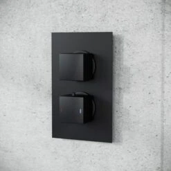 Matt Black Rainfall Shower Head With Hand Held And Thermostatic Valve Temel -Bathroom Supplies Store 15588749 5