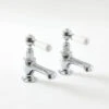 Milano Elizabeth - Traditional Bathroom Basin Pillar Taps - Chrome & White (Lever Handles) -Bathroom Supplies Store 15623792 1