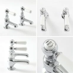Milano Elizabeth - Traditional Bathroom Basin Pillar Taps - Chrome & White (Lever Handles) -Bathroom Supplies Store 15623792 4