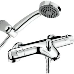 Deva Dynamic Pillar Mounted Thermostatic Bath Shower Mixer Tap - Chrome