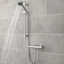 Hudson Reed Linear Slider Three Function Handset Shower Rail Kit - Chrome -Bathroom Supplies Store 15722827 3