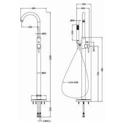Hudson Reed Tec Single Lever Elite Mono Bath Shower Mixer Tap Freestanding - Chrome -Bathroom Supplies Store 15723241 2