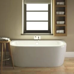 Nuie Shingle Double Ended Back To Wall Bath With Panel 1700mm X 750mm - White -Bathroom Supplies Store 15724076 3