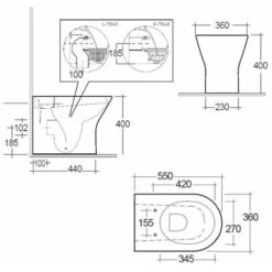 RAK Resort Rimless Back To Wall Toilet - Soft Close Seat -Bathroom Supplies Store 15725549 2