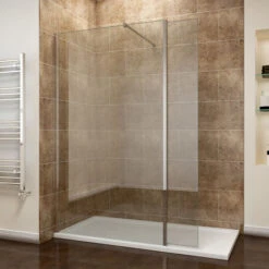 ELEGANT Walk In Shower Enclosure Wetroom Shower Glass Panel With 300mm Flipper Panel 760mm -Bathroom Supplies Store 15729464 2