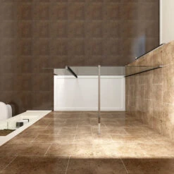 ELEGANT Walk In Shower Enclosure Wetroom Shower Glass Panel With 300mm Flipper Panel 760mm -Bathroom Supplies Store 15729464 3