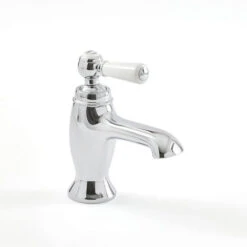 Milano Elizabeth - Traditional Mono Basin Mixer Tap With Lever Handle - Chrome & White