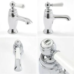 Milano Elizabeth - Traditional Mono Basin Mixer Tap With Lever Handle - Chrome & White -Bathroom Supplies Store 15795300 4