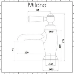 Milano Elizabeth - Traditional Mono Basin Mixer Tap With Lever Handle - Chrome & White -Bathroom Supplies Store 15795300 5