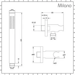 Milano Nero - Modern Black Concealed Twin Diverter Thermostatic Mixer Shower Valve With 400mm Square Ceiling Mounted Recessed Rainfall Shower Head And Hand Shower Handset Kit 11 Milano Nero - Modern Black Concealed Twin Diverter Thermostatic Mixer Shower Valve With 400mm Square Ceiling Mounted Recessed Rainfall Shower Head And Hand Shower Handset Kit -Bathroom Supplies Store 15877061 5