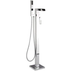 Milano Parade - Modern Freestanding Waterfall Bath Shower Mixer Tap With Hand Shower Handset - Chrome