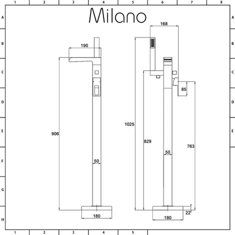 Milano Parade - Modern Freestanding Waterfall Bath Shower Mixer Tap With Hand Shower Handset - Chrome 7 Milano Parade - Modern Freestanding Waterfall Bath Shower Mixer Tap With Hand Shower Handset - Chrome - Image 5