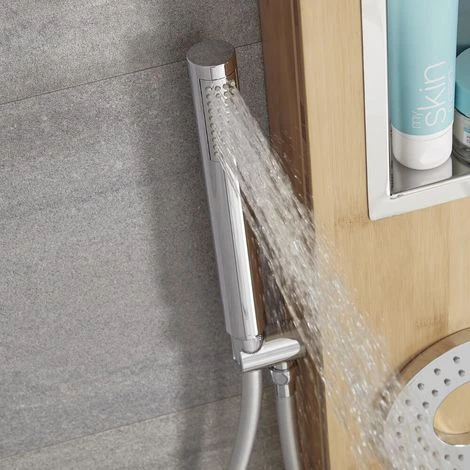 Milano Karr - Modern Thermostatic Shower Tower Panel With Rainfall Shower Head&44 Hand Shower Handset And Body Jets – Bamboo 6 Milano Karr - Modern Thermostatic Shower Tower Panel With Rainfall Shower Head&44 Hand Shower Handset And Body Jets – Bamboo - Image 4